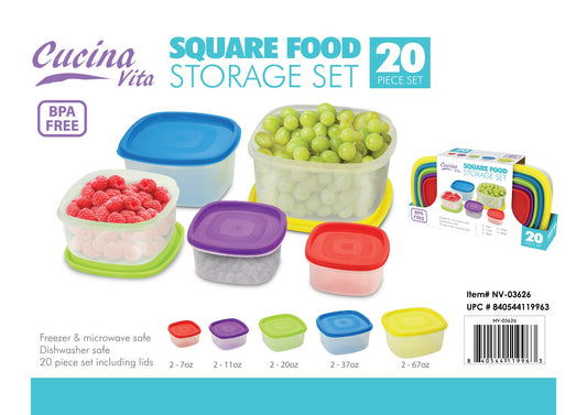 20 pc Square Food Storage Set